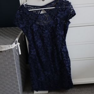 Blue lace dress.